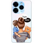Прозрачный чехол BoxFace Tecno Spark 20 Pro Super Mama and Son