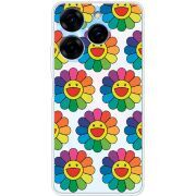 Прозрачный чехол BoxFace Tecno Spark 20 Pro Hippie Flowers