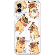 Прозрачный чехол BoxFace Nothing Phone (1) с 3D-глазками Pug