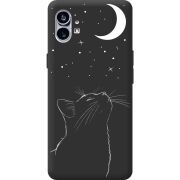 Черный чехол BoxFace Nothing Phone (1) Місячний кіт