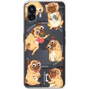 Прозрачный чехол BoxFace Nothing Phone (2) с 3D-глазками Pug