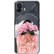 Прозрачный чехол BoxFace Nothing Phone (2) Девушка с Пионами