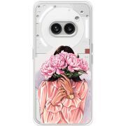 Прозрачный чехол BoxFace Nothing Phone (2a) Девушка с Пионами