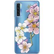 Прозрачный чехол BoxFace TCL 20L Plus Cherry Blossom