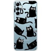 Прозрачный чехол BoxFace Samsung Galaxy M15 5G (M156) с 3D-глазками Black Kitty
