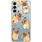 Прозрачный чехол BoxFace Samsung Galaxy M15 5G (M156) с 3D-глазками Pug
