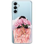 Прозрачный чехол BoxFace Samsung Galaxy M15 5G (M156) Девушка с Пионами