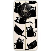 Прозрачный чехол BoxFace Realme 12 Plus 5G с 3D-глазками Black Kitty