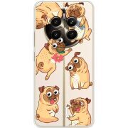 Прозрачный чехол BoxFace Realme 12 Plus 5G с 3D-глазками Pug