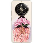 Прозрачный чехол BoxFace Realme 12 Plus 5G Девушка с Пионами