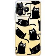 Прозрачный чехол BoxFace Realme Note 50 с 3D-глазками Black Kitty