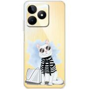 Прозрачный чехол BoxFace Realme Note 50 Cat Style