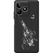 Черный чехол BoxFace Realme Note 50 Військовий літак