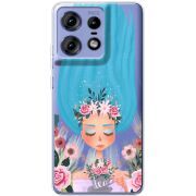 Прозрачный чехол BoxFace Motorola Edge 50 Pro Blue Hair