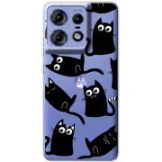 Прозрачный чехол BoxFace Motorola Edge 50 Pro с 3D-глазками Black Kitty