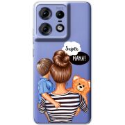 Прозрачный чехол BoxFace Motorola Edge 50 Pro Super Mama and Son