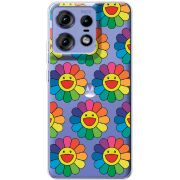 Прозрачный чехол BoxFace Motorola Edge 50 Pro Hippie Flowers