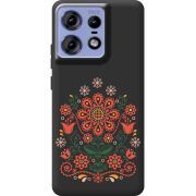 Черный чехол BoxFace Motorola Edge 50 Pro Ukrainian Ornament