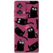 Прозрачный чехол BoxFace Motorola Edge 50 Fusion с 3D-глазками Black Kitty