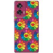 Прозрачный чехол BoxFace Motorola Edge 50 Fusion Hippie Flowers
