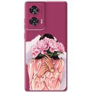 Прозрачный чехол BoxFace Motorola Edge 50 Fusion Девушка с Пионами