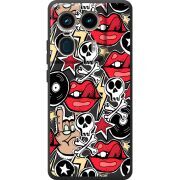 Черный чехол BoxFace Motorola Edge 50 Ultra Rock Graffiti
