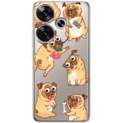 Прозрачный чехол BoxFace Poco F6 с 3D-глазками Pug