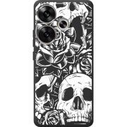 Черный чехол BoxFace Poco F6 Skull and Roses