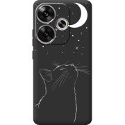 Черный чехол BoxFace Poco F6 Місячний кіт
