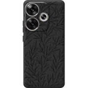 Черный чехол BoxFace Poco F6 Leaves