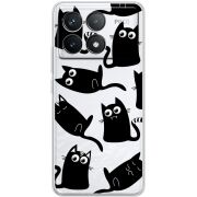 Прозрачный чехол BoxFace Poco F6 Pro с 3D-глазками Black Kitty
