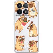 Прозрачный чехол BoxFace Poco F6 Pro с 3D-глазками Pug