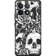 Черный чехол BoxFace Poco F6 Pro Skull and Roses