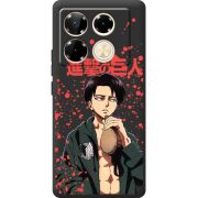Черный чехол BoxFace Infinix Note 40 Pro Атака Титанов Леви