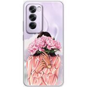 Прозрачный чехол BoxFace OPPO Reno 12 Pro Девушка с Пионами