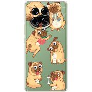 Прозрачный чехол BoxFace Tecno Spark 20 Pro Plus с 3D-глазками Pug