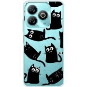 Прозрачный чехол BoxFace ZTE Blade A75 4G с 3D-глазками Black Kitty