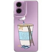 Прозрачный чехол BoxFace Motorola E14 Segull in Cofee Pool