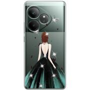 Чохол зі стразами Realme GT 6 Girl in the green dress