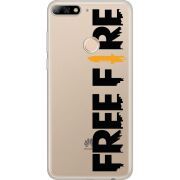 Прозрачный чехол Uprint Huawei Y7 Prime 2018 / Honor 7C Pro Free Fire Black Logo