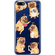 Прозрачный чехол Uprint Huawei Y5 2018 / Honor 7A с 3D-глазками Pug