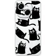 Прозорий чохол BoxFace Tecno Spark Go 1 с 3D-глазками Black Kitty