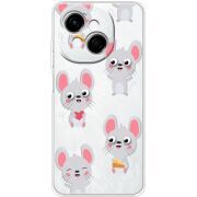 Прозорий чохол BoxFace Tecno Spark Go 1 с 3D-глазками Mouse