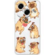 Прозорий чохол BoxFace Tecno Spark Go 1 с 3D-глазками Pug
