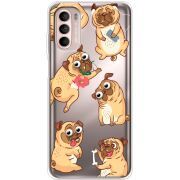 Прозорий чохол BoxFace Motorola Moto G52 с 3D-глазками Pug