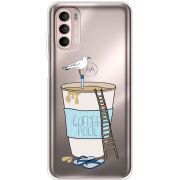 Прозорий чохол BoxFace Motorola Moto G52 Segull in Cofee Pool