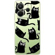 Прозорий чохол BoxFace Xiaomi Redmi Note 14 4G с 3D-глазками Black Kitty