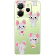Прозорий чохол BoxFace Xiaomi Redmi Note 14 4G EU version с 3D-глазками Mouse