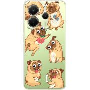 Прозорий чохол BoxFace Xiaomi Redmi Note 14 4G с 3D-глазками Pug