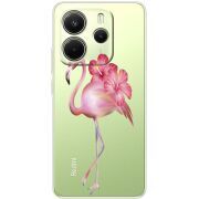 Прозорий чохол BoxFace Xiaomi Redmi Note 14 4G Floral Flamingo